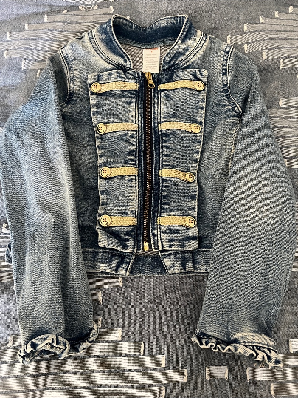 Gymboree Girls' Light Wash Denim Jacket with Gold Trim